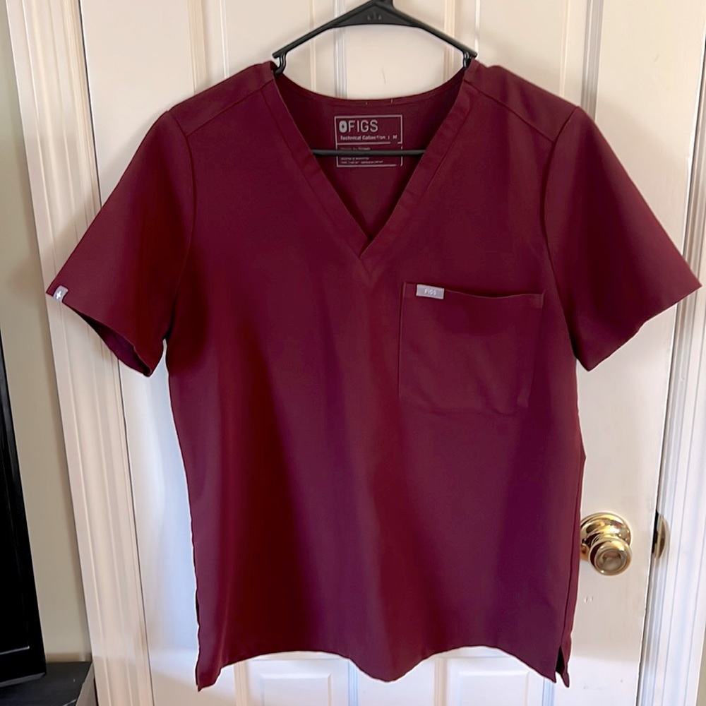 Figs womens burgundy Catarina one pocket scrub top